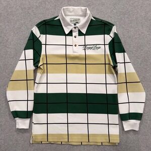 Bogey Boys Shirt Mens S Green Check Long Sleeve Polo Spell Out